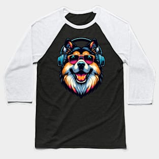 Eurasier Smiling DJ with Vibrant Sound Waves Baseball T-Shirt